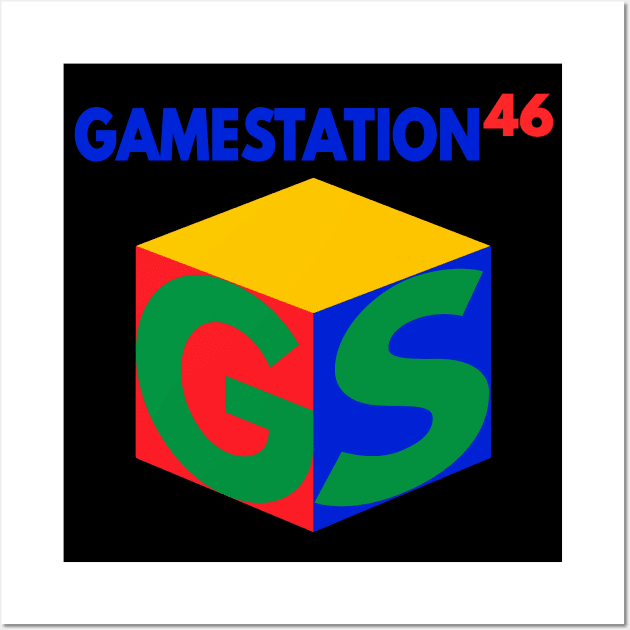 GameStation 46 Parody Video Game System 90's 2000's Knock Off Brand Logo (Version 2) Wall Art by blueversion